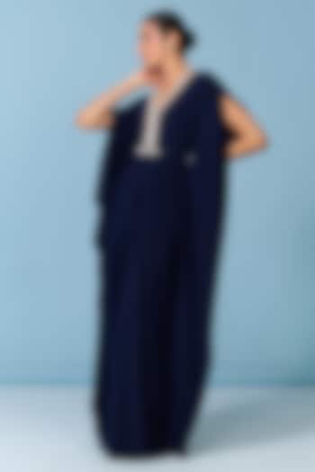 Navy Blue Poly Jersey Kaftan Cocktail Dress by S&N by Shantnu Nikhil at Pernia's Pop Up Shop
