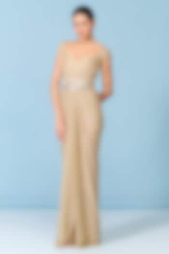 Gold Lurex Draped Sculpted Engagement Gown by S&N by Shantnu Nikhil at Pernia's Pop Up Shop