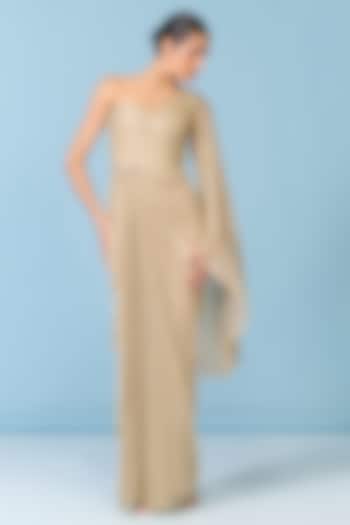 Golden Lurex One-Shoulder Engagement Gown by S&N by Shantnu Nikhil at Pernia's Pop Up Shop