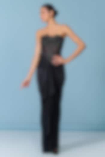 Navy Blue Lurex Embellished Corset Engagement Gown by S&N by Shantnu Nikhil at Pernia's Pop Up Shop