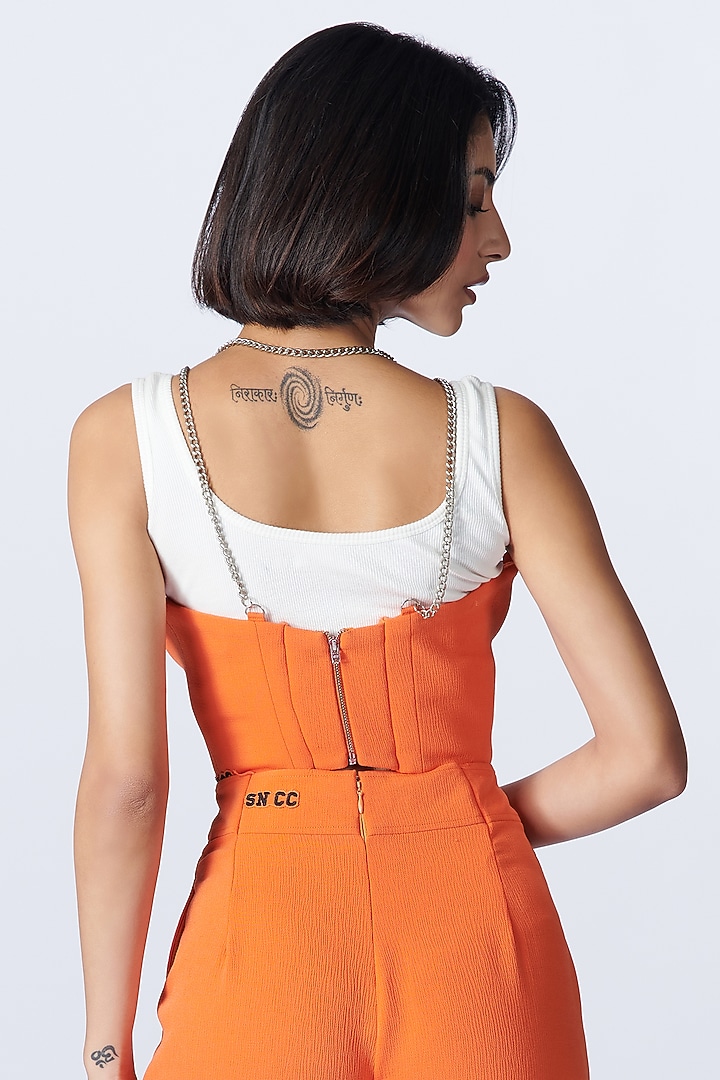 Orange Delta Crepe Under Bust Corset by S&N by Shantnu Nikhil at Pernia's Pop Up Shop