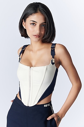 Buy White Structured Corset Top for Women Online from India's