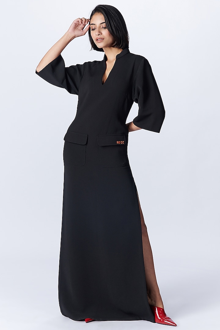 Black Delta Crepe Dress by S&N by Shantnu Nikhil at Pernia's Pop Up Shop