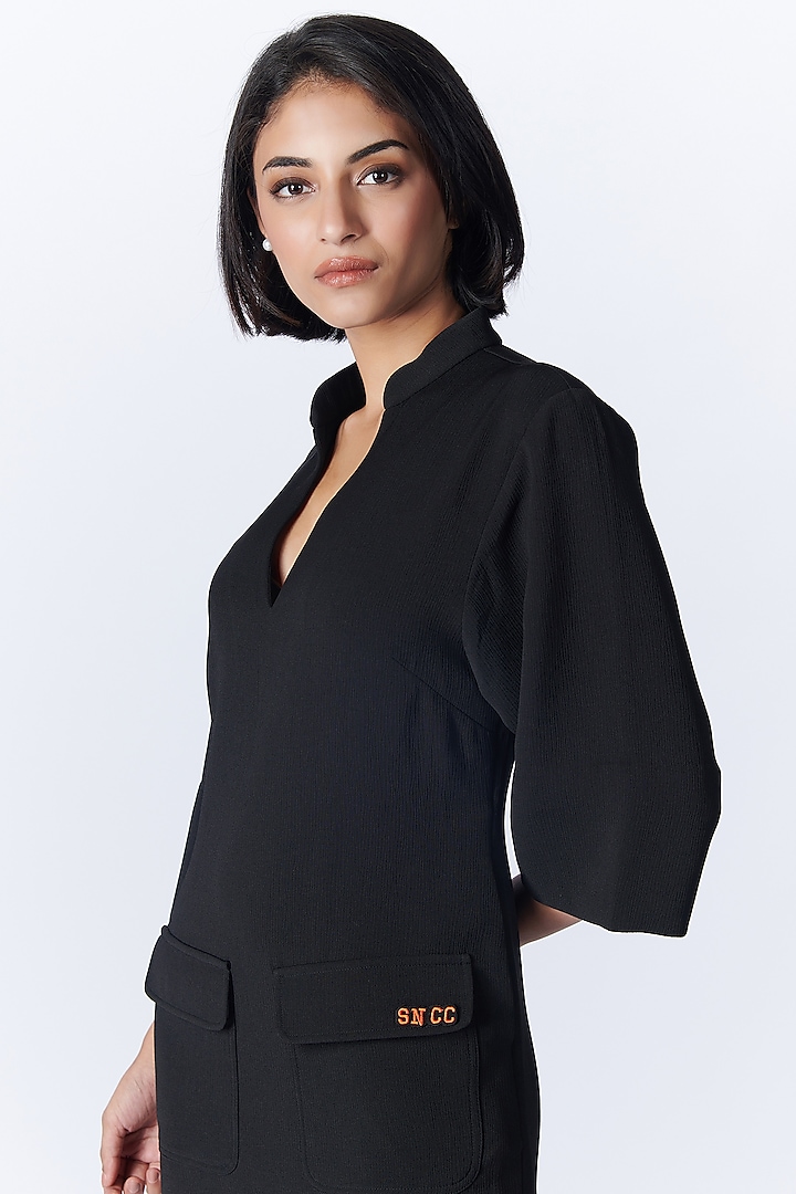 Black Delta Crepe Vacation Dress by S&N by Shantnu Nikhil at Pernia's Pop Up Shop