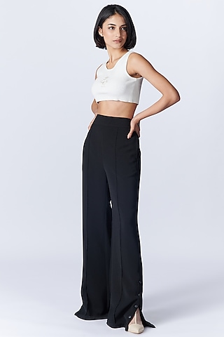 Buy Black Sequin Flare Pants for Women Online from India's Luxury