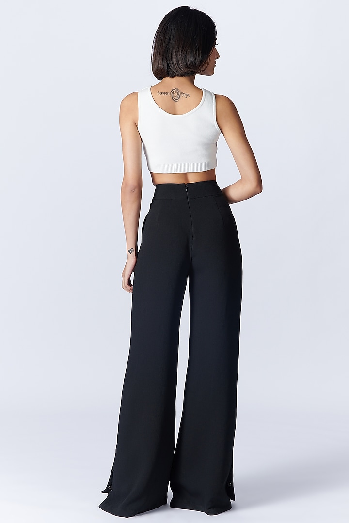 Black Delta Crepe Flared Trousers by S&N by Shantnu Nikhil at Pernia's Pop Up Shop