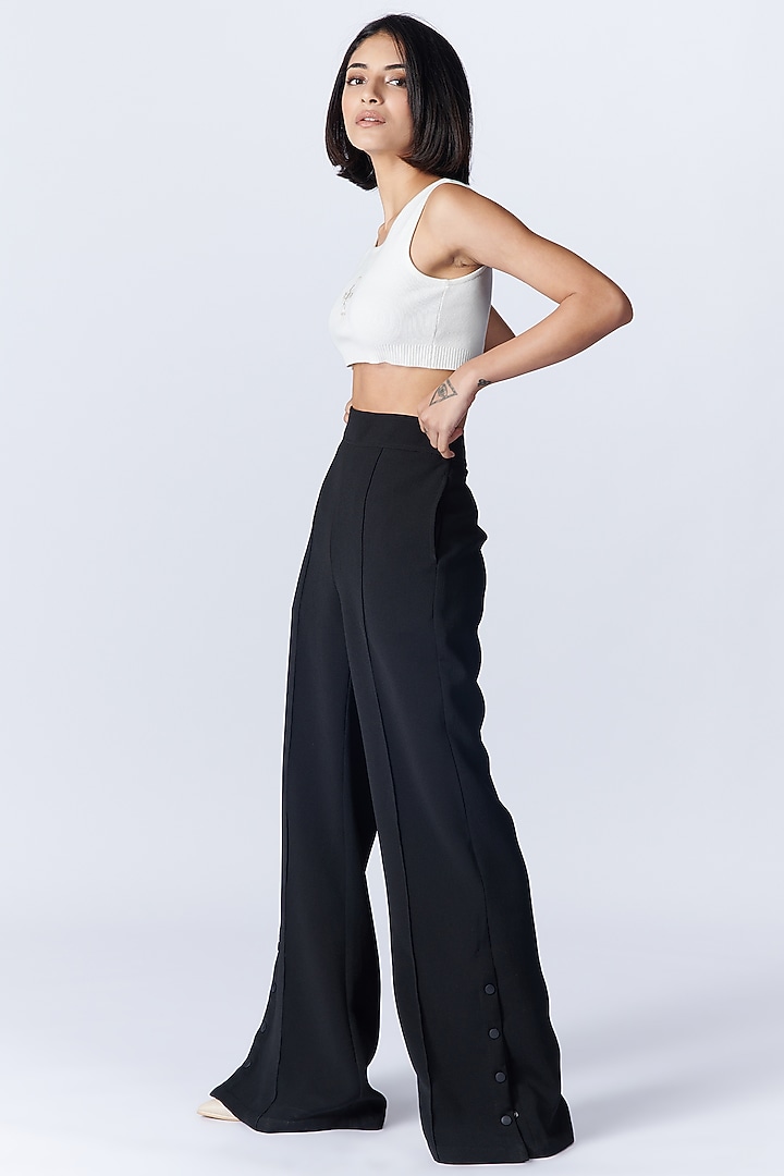 Black Delta Crepe Flared Trousers by S&N by Shantnu Nikhil at Pernia's Pop Up Shop