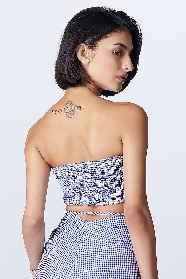 Blue Cotton Plaid Bustier by S&N by Shantnu Nikhil at Pernia's Pop Up Shop