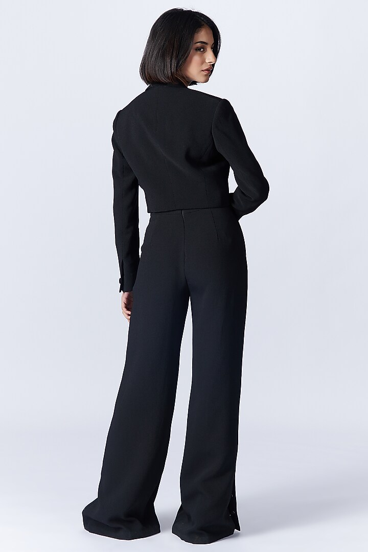 Black Delta Crepe Crop Jacket by S&N by Shantnu Nikhil at Pernia's Pop Up Shop