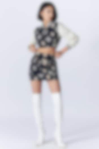 Navy Poly Blend & Viscose Skirt by S&N by Shantnu Nikhil at Pernia's Pop Up Shop