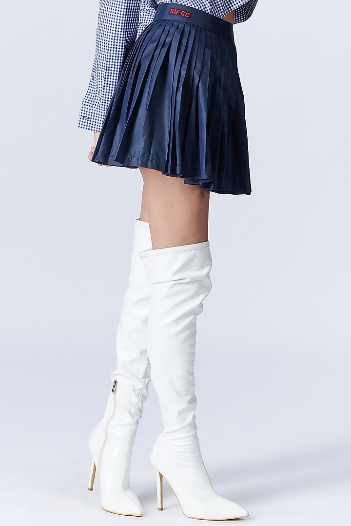 Navy Parachute Knife Pleated Skirt by S&N by Shantnu Nikhil at Pernia's Pop Up Shop