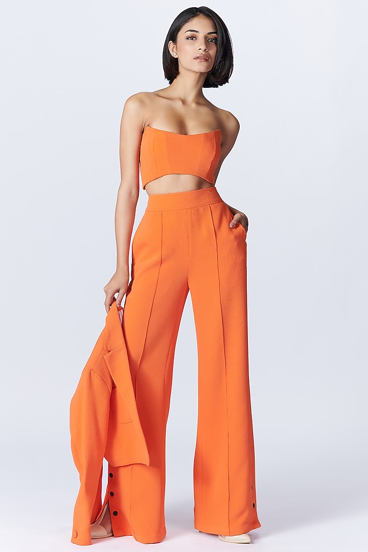 Orange Delta Crepe Bustier by S&N by Shantnu Nikhil at Pernia's Pop Up Shop