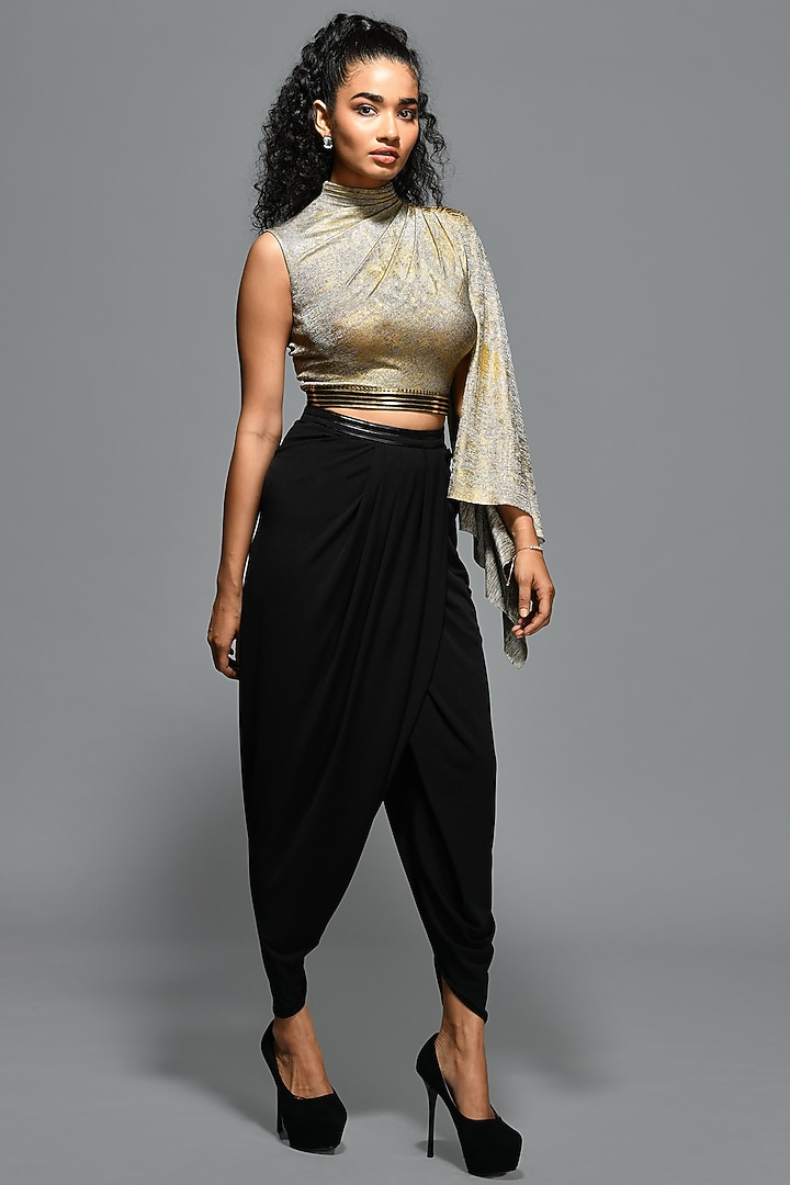 Metallic Gold Foil Embellished Crop Top by S&N by Shantnu Nikhil at Pernia's Pop Up Shop