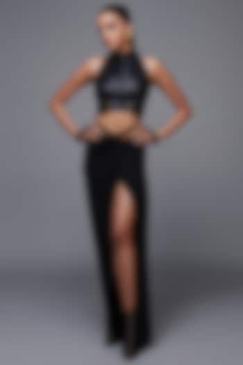 Black Jersey Crop Top by S&N by Shantnu Nikhil at Pernia's Pop Up Shop