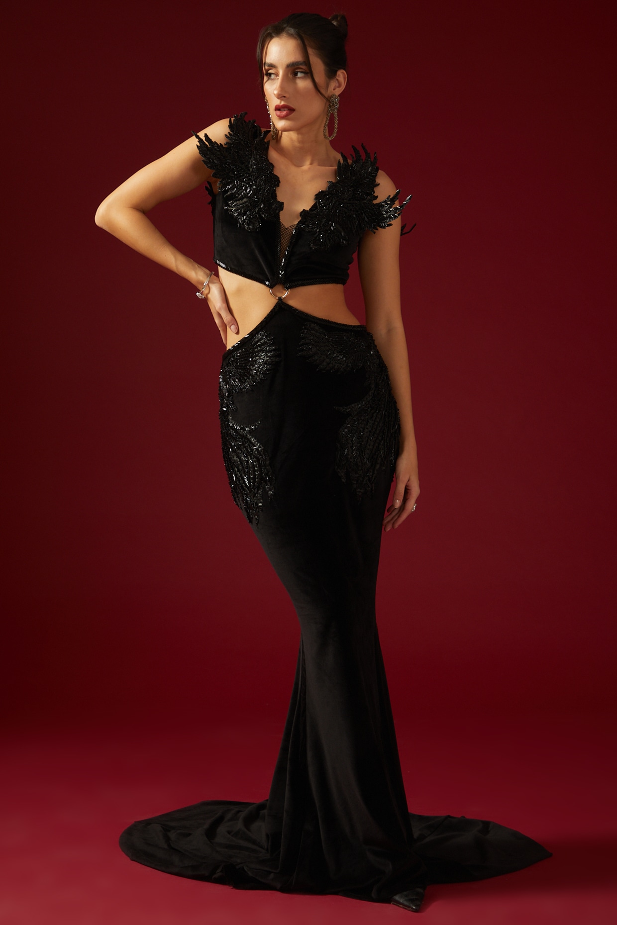 Buy Long Black Velvet Indian Plus Size Dresses Online for Women in Malaysia