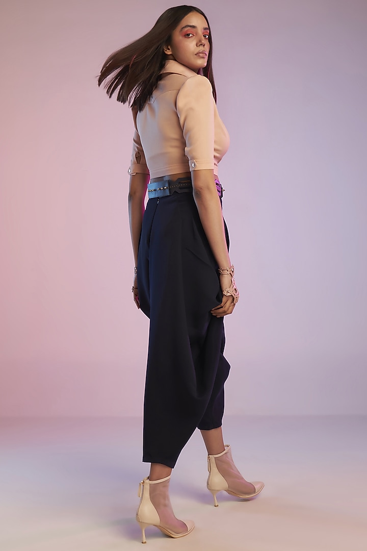Pink Poly Blend & Lycra Crop Jacket by S&N by Shantnu Nikhil at Pernia's Pop Up Shop