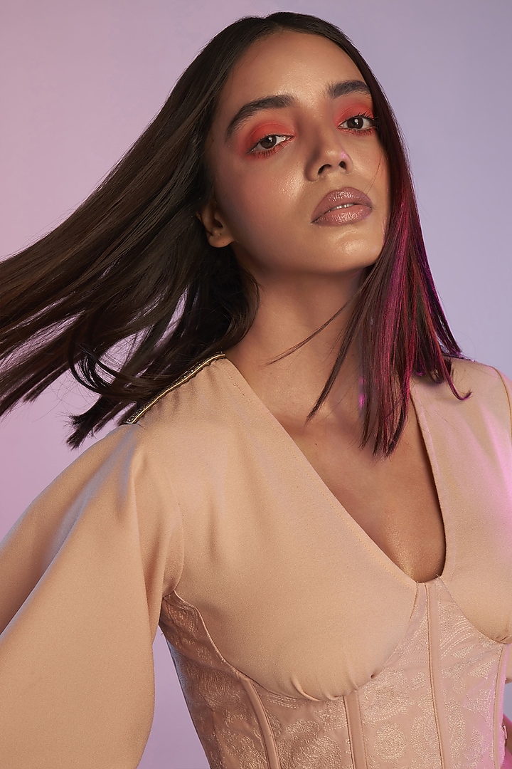 Pink Poly Blend Corset Top by S&N by Shantnu Nikhil at Pernia's Pop Up Shop