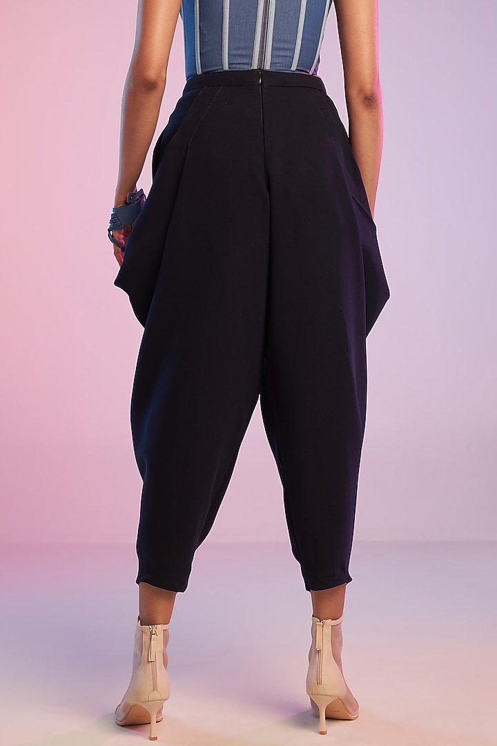 Navy Sandwash Draped Cowl Pants by S&N by Shantnu Nikhil at Pernia's Pop Up Shop