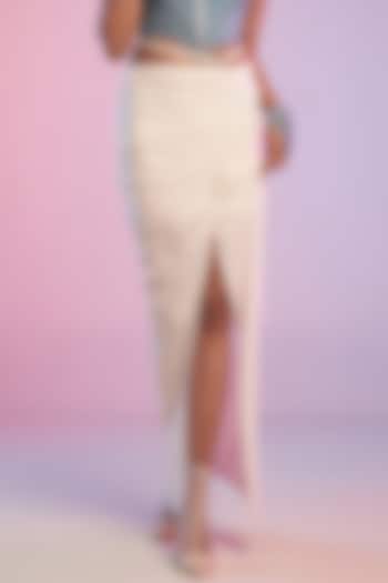 Off-White Poly Jersey Gathered Skirt by S&N by Shantnu Nikhil at Pernia's Pop Up Shop