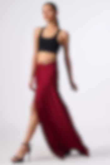 Cherry Red Poly Jersey Twisted Draped Skirt by S&N by Shantnu Nikhil at Pernia's Pop Up Shop