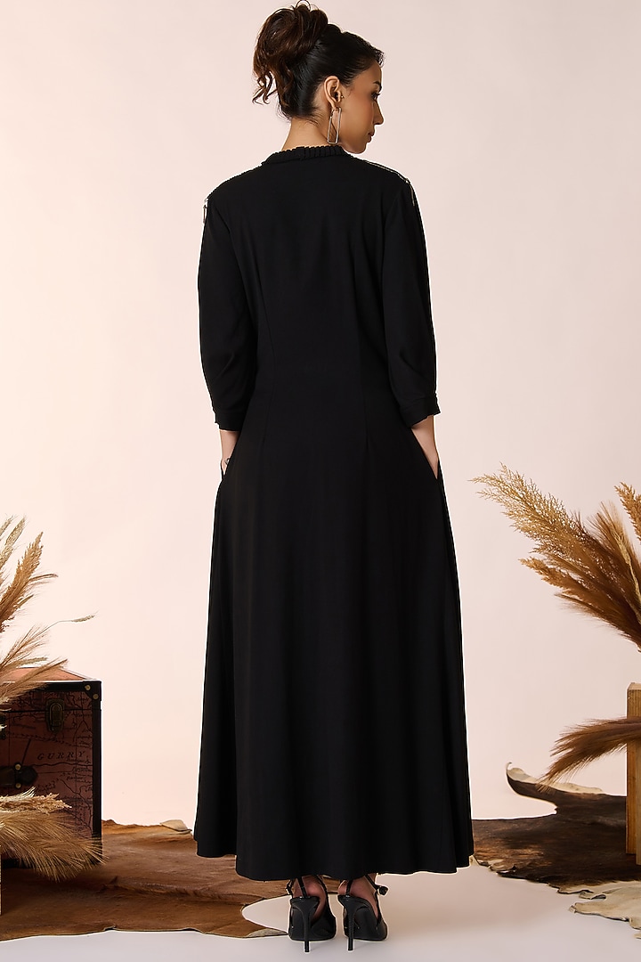 Black Poly Blend & Viscose Asymmetric Vacation Shirt Dress by S&N by Shantnu Nikhil at Pernia's Pop Up Shop