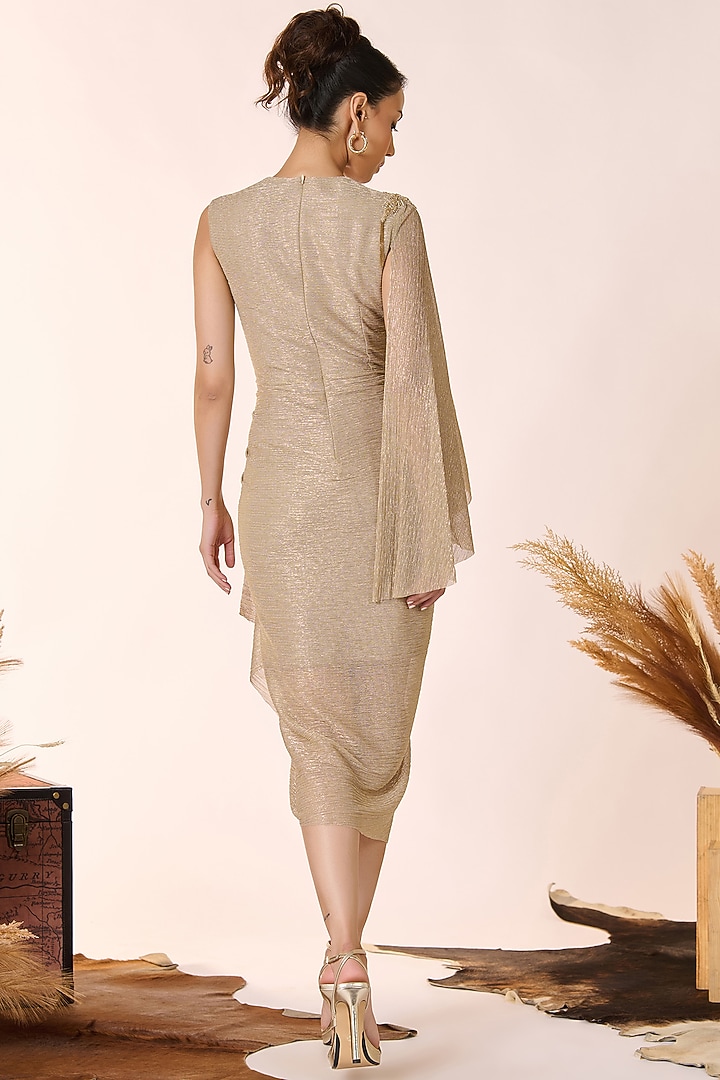 Gold Lurex Draped Vacation Dress by S&N by Shantnu Nikhil at Pernia's Pop Up Shop