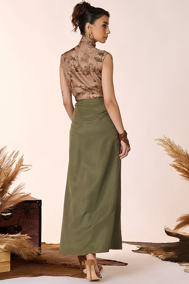 Beige Twill Silk Knot-Collar Top by S&N by Shantnu Nikhil at Pernia's Pop Up Shop