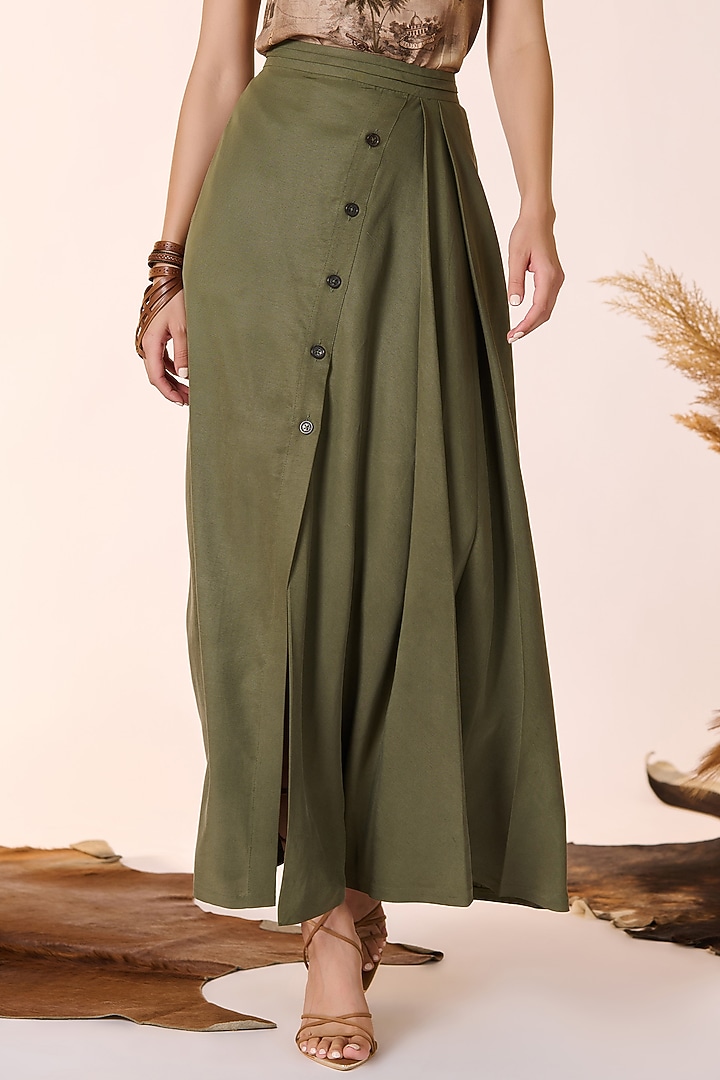 Olive Green Lyocell Wrap-Around Skirt by S&N by Shantnu Nikhil at Pernia's Pop Up Shop