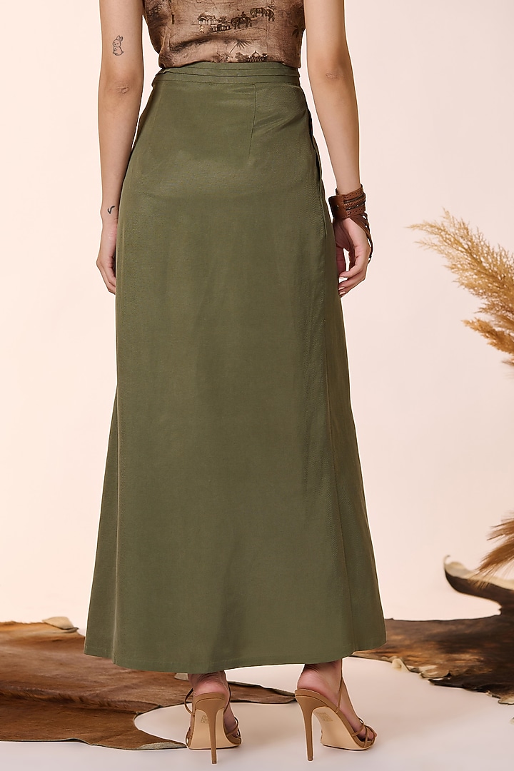 Olive Green Lyocell Wrap-Around Skirt by S&N by Shantnu Nikhil at Pernia's Pop Up Shop