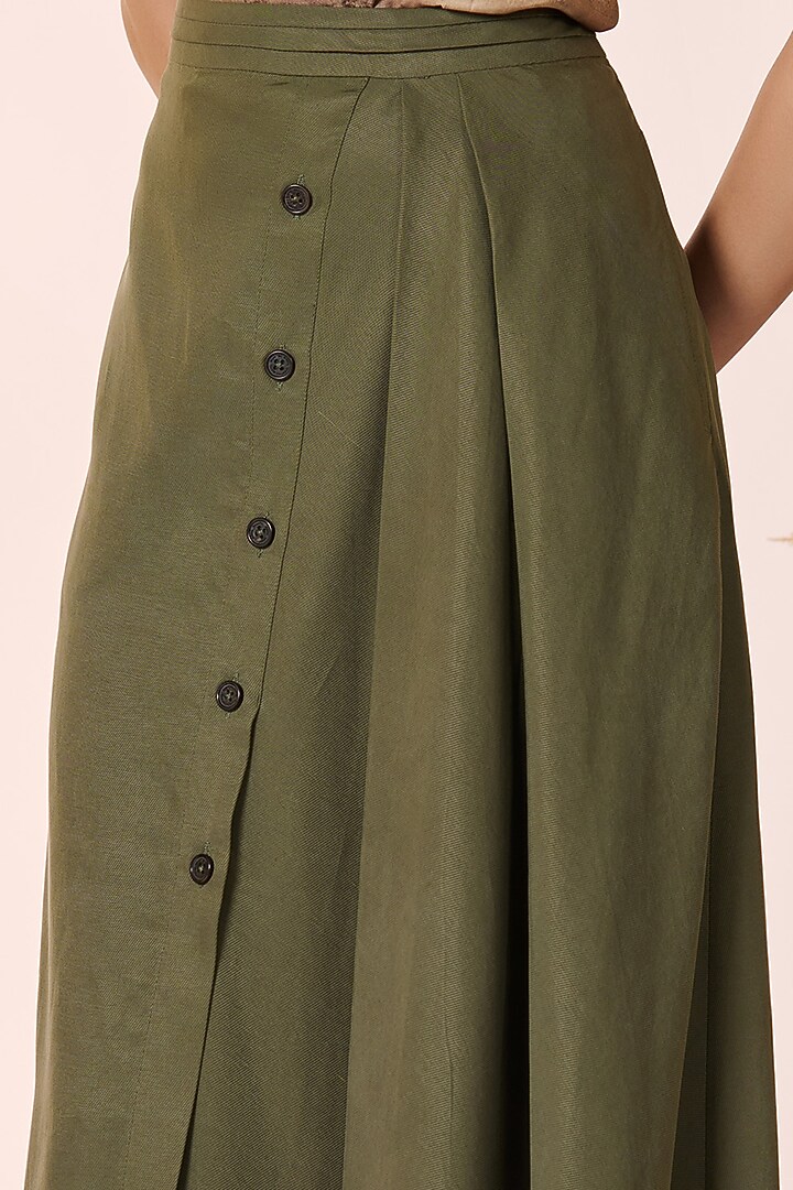 Olive Green Lyocell Wrap-Around Skirt by S&N by Shantnu Nikhil at Pernia's Pop Up Shop
