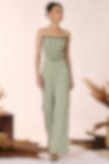 Pistachio Green Tencel Flared Trousers by S&N by Shantnu Nikhil at Pernia's Pop Up Shop