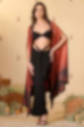 Rust Crepe Jersey Printed Cape by S&N by Shantnu Nikhil at Pernia's Pop Up Shop