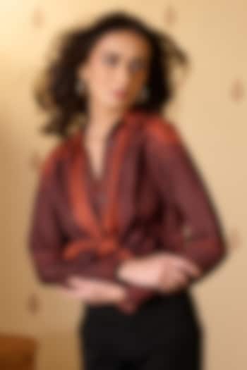 Rust Silk Twill Shirt by S&N by Shantnu Nikhil at Pernia's Pop Up Shop