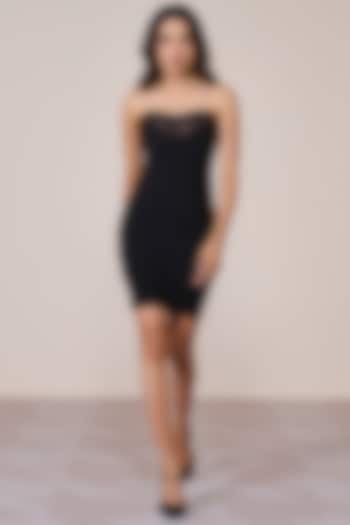 Black Jersey Spandex Mesh Mini Corset Cocktail Dress by S&N by Shantnu Nikhil at Pernia's Pop Up Shop