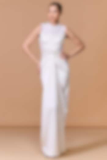 Off-White Dutch Satin Draped Engagement Gown by S&N by Shantnu Nikhil at Pernia's Pop Up Shop