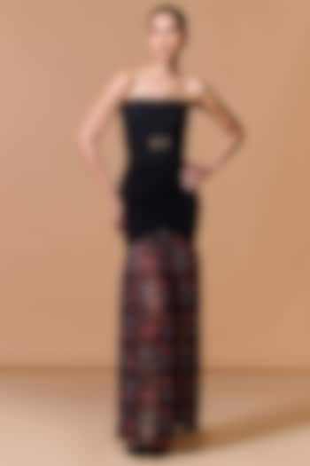 Multi-Colored Net Poly Jersey Printed Draped Skirt by S&N by Shantnu Nikhil at Pernia's Pop Up Shop