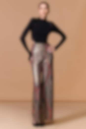 Multi-Colored Lurex Abstract Stripe Printed Trousers by S&N by Shantnu Nikhil at Pernia's Pop Up Shop
