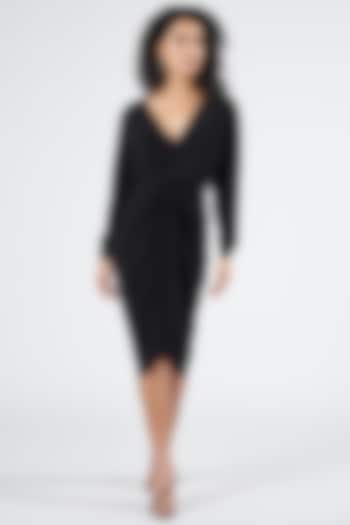 Black Poly Jersey Twisted Vacation Dress by S&N by Shantnu Nikhil at Pernia's Pop Up Shop