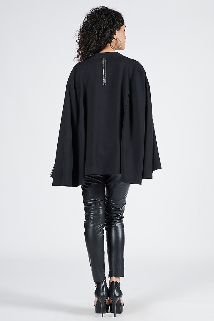 Black Brushed Suiting Fabric Pleated Cape by S&N by Shantnu Nikhil at Pernia's Pop Up Shop