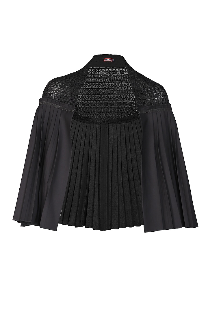 Black Brushed Suiting Fabric Embroidered Cape by S&N by Shantnu Nikhil at Pernia's Pop Up Shop