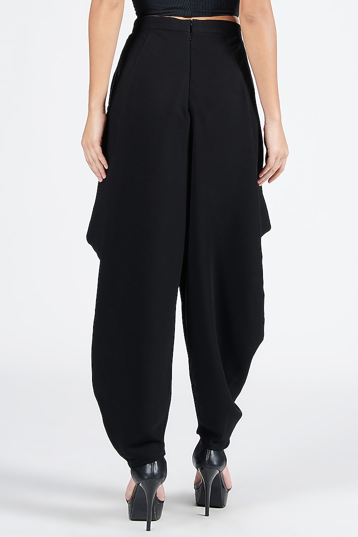 Black Sandwash Draped Cowl Pants by S&N by Shantnu Nikhil at Pernia's Pop Up Shop
