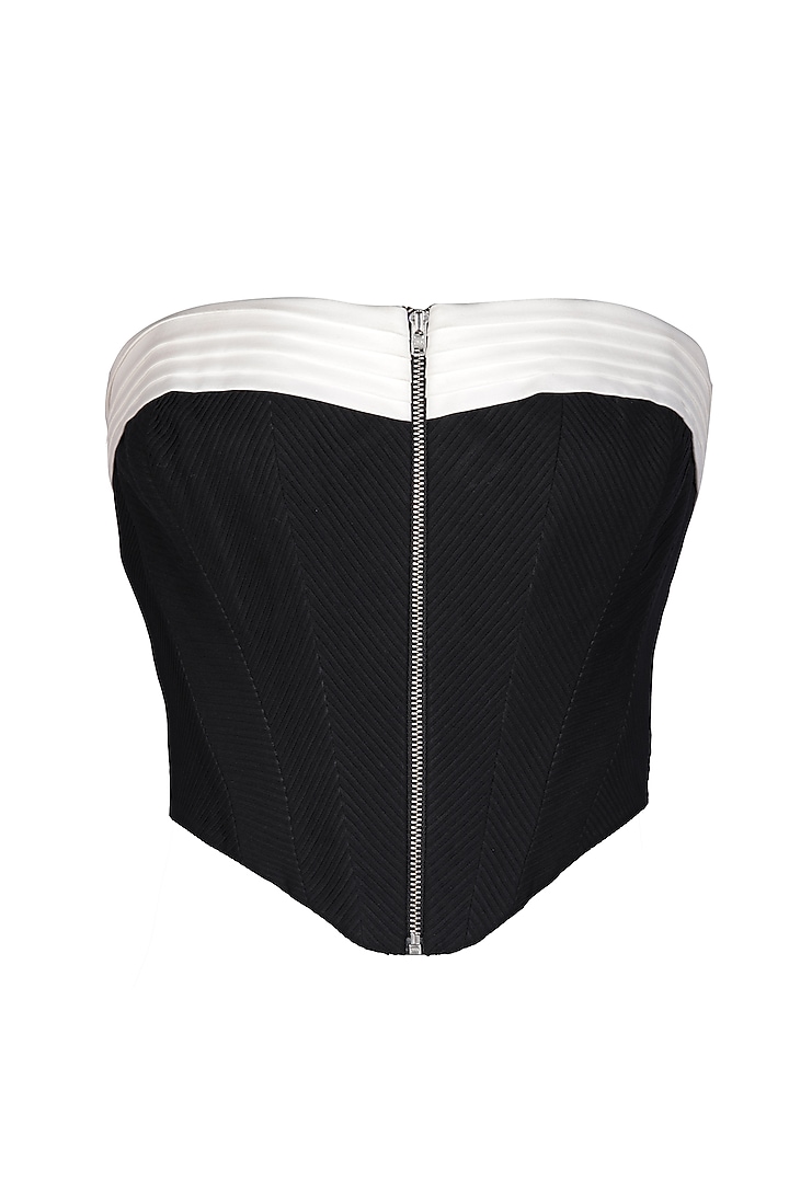 Black & White Poly Viscose Corset Top by S&N by Shantnu Nikhil at Pernia's Pop Up Shop