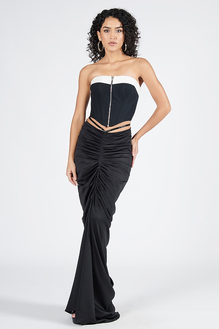 Black & White Poly Viscose Corset Top by S&N by Shantnu Nikhil at Pernia's Pop Up Shop