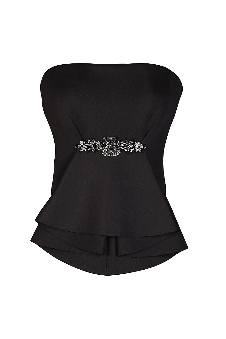 Black Neoprene Corset Top by S&N by Shantnu Nikhil at Pernia's Pop Up Shop