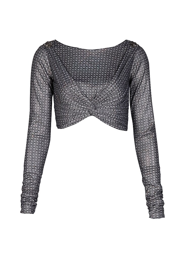 Grey Silver Lurex Printed Draped Top by S&N by Shantnu Nikhil at Pernia's Pop Up Shop