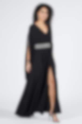 Black Poly Jersey Spandex Asymmetrical Vacation Dress by S&N by Shantnu Nikhil at Pernia's Pop Up Shop