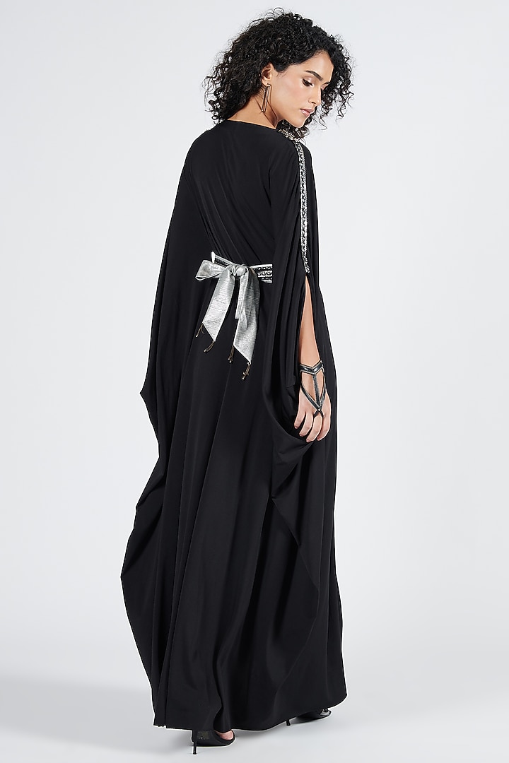 Black Poly Jersey Spandex Asymmetrical Vacation Dress by S&N by Shantnu Nikhil at Pernia's Pop Up Shop