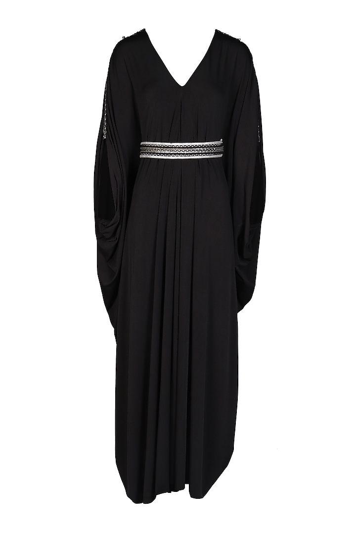 Black Poly Jersey Spandex Asymmetrical Vacation Dress by S&N by Shantnu Nikhil at Pernia's Pop Up Shop