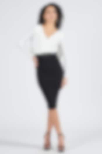 Black Poly Jersey Color-Blocked Draped Vacation Dress by S&N by Shantnu Nikhil at Pernia's Pop Up Shop