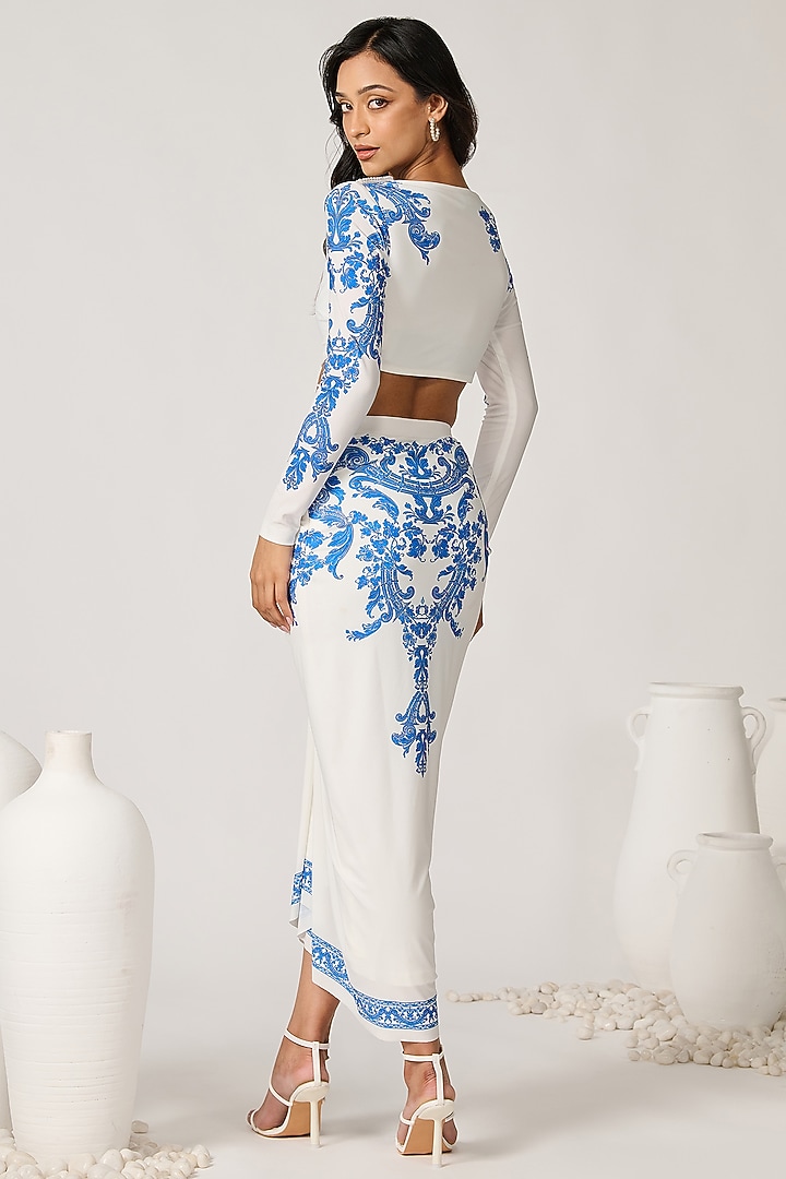 Off-White Poly Jersey Patchwork Draped Top by S&N by Shantnu Nikhil at Pernia's Pop Up Shop